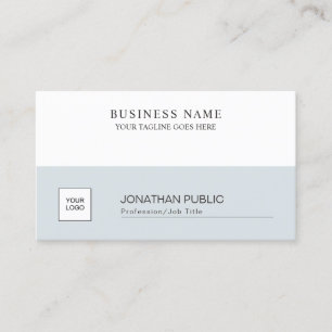 Carte De Visite Design minimaliste élégant Bleu Blanc Plat