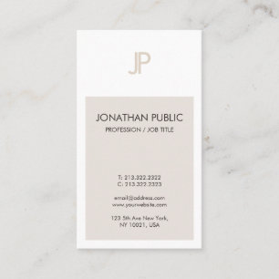 Carte De Visite Design minimaliste élégant Monogramme Plain tendan