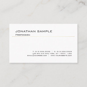 Carte De Visite Design minimaliste élégant or blanc tendance