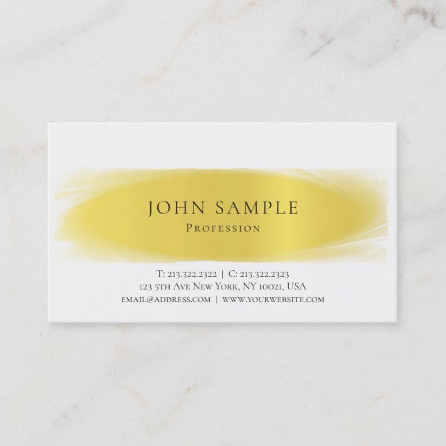 Carte De Visite Design minimaliste moderne Gold Look Professionnel (Devant)