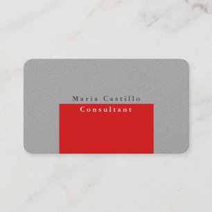 Carte De Visite Design minimaliste moderne gris-rouge élégant
