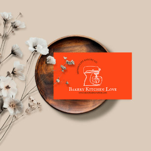 Carte De Visite Design minimaliste orange pour boulangerie