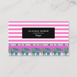Carte De Visite Design moderne à rayures blanches roses modernes