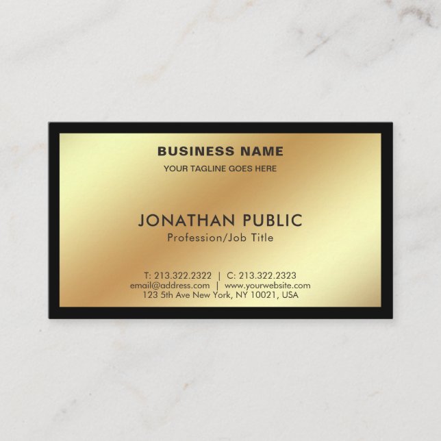 Carte De Visite Design moderne Black Gold Creative Simple Plain (Devant)