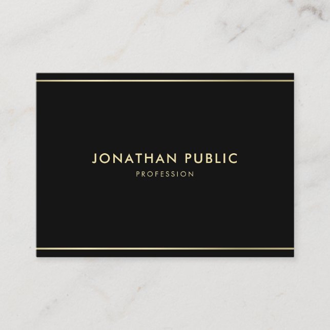 Carte De Visite Design moderne Black Gold Luxury Cool Simple Plain (Devant)