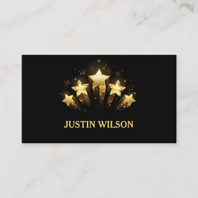 Carte De Visite Design moderne Black Gold Stars professionnel (Devant)