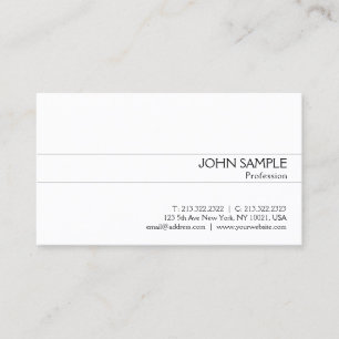 Carte De Visite Design moderne classique propre Design blanc Plain