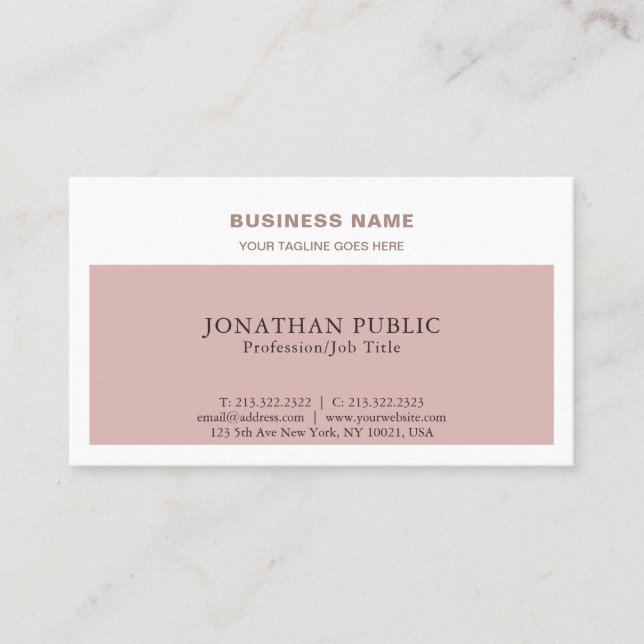 Carte De Visite Design moderne Couleurs Professionnel Chic Plain (Devant)
