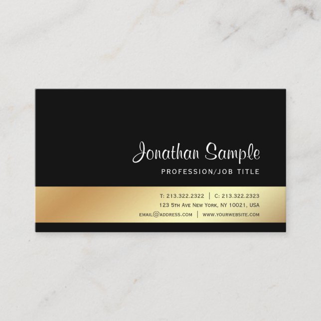 Carte De Visite Design moderne Elegant Gold Look Professional (Devant)
