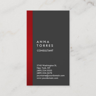 Carte De Visite Design moderne élégant Gris Rouge Gris Gris
