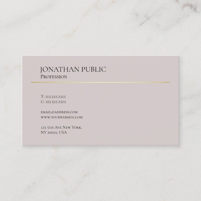 Carte De Visite Design moderne élégant Propre Plain Professionnel (Devant)