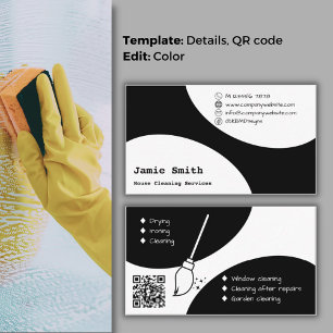 Carte De Visite Design moderne et code QR Nettoyeur de maison uniq