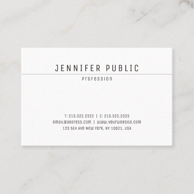 Carte De Visite Design moderne et élégant, blanc tendance (Devant)