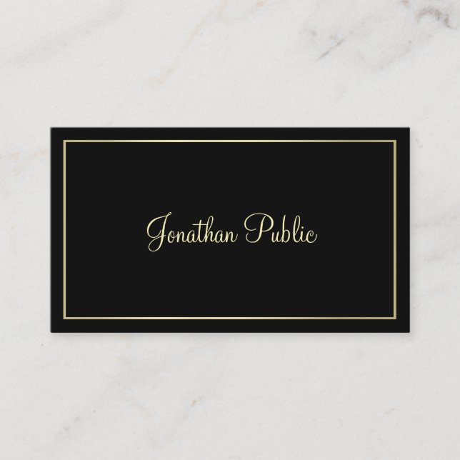 Carte De Visite Design moderne Gold look créatif Black Design élég (Devant)