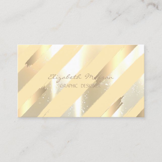Carte De Visite Design moderne, Grandes, Faux Gold Brush Stroke (Devant)