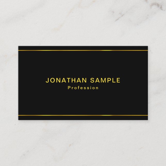 Carte De Visite Design moderne Modèle d'or noir sophistiqué (Devant)
