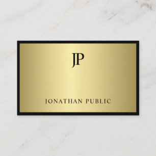 Carte De Visite Design moderne Monogramme Noir Or Glamour Luxe