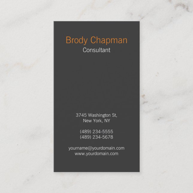Carte De Visite Design moderne Plat Vertical Orange Grey Unique (Devant)