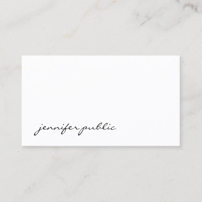 Carte De Visite Design Moderne Script À Main Professionnel Simple (Devant)