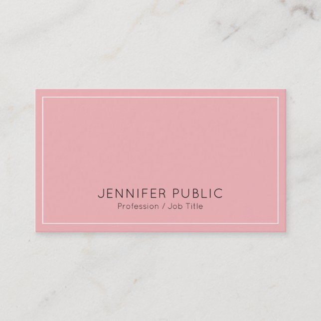 Carte De Visite Design moderne sophistiqué rose professionnel (Devant)