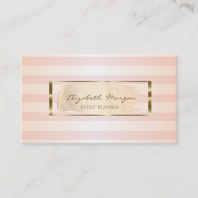 Carte De Visite Design Moderne Striped, Brush Stroke, Gold Frame (Devant)