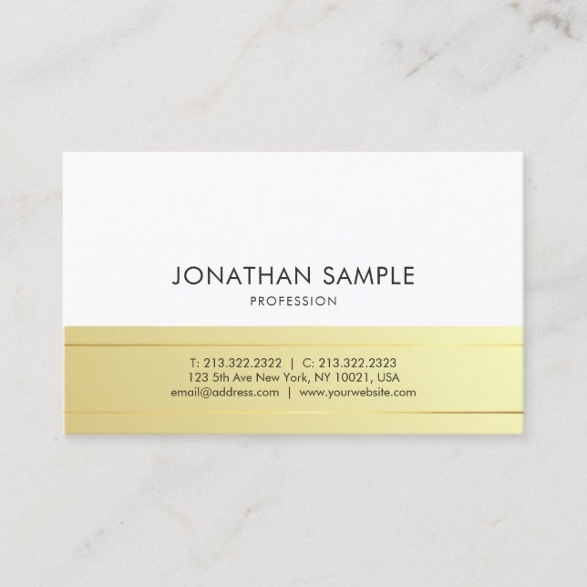 Carte De Visite Design moderne tendance design créatif Or look Pla (Devant)