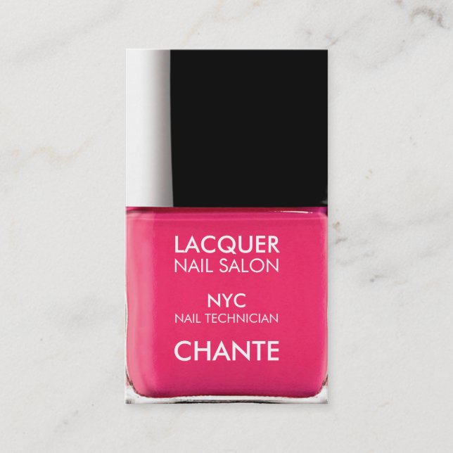 Carte De Visite Design moderne tendance néon rose vernis chic (Devant)