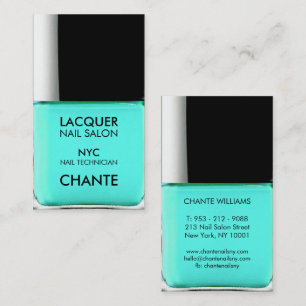 Carte De Visite Design moderne tendance turquoise vernis à ongles 