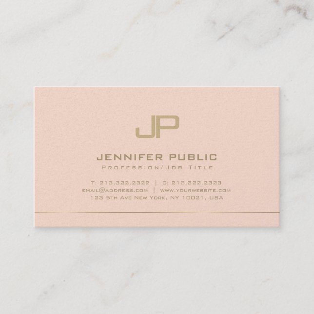 Carte De Visite Design Monogramme tendance Glamour Plaine Luxe (Devant)