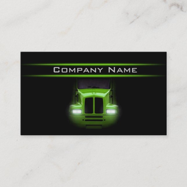 Carte De Visite Design noir Vert Camion avant brillant Disposition (Devant)