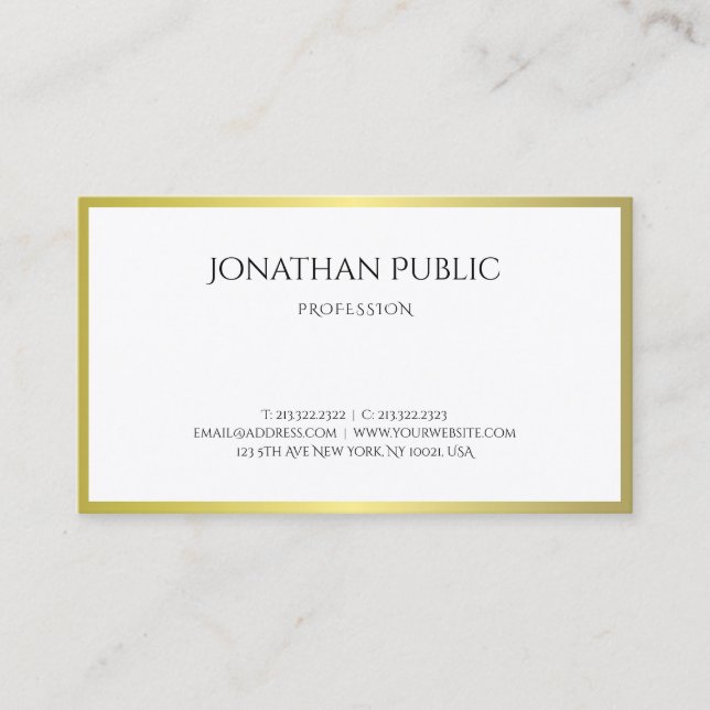 Carte De Visite Design or moderne Plain Luxe Professional (Devant)