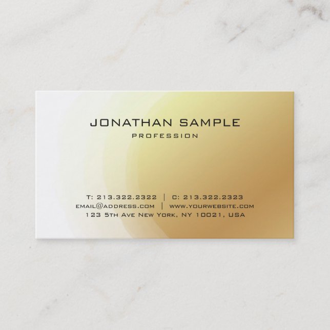 Carte De Visite Design or tendance glamour Design élégant moderne  (Devant)