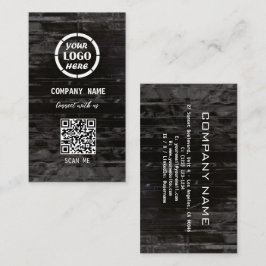 Carte De Visite Design professionnel en bois noir Code QR moderne