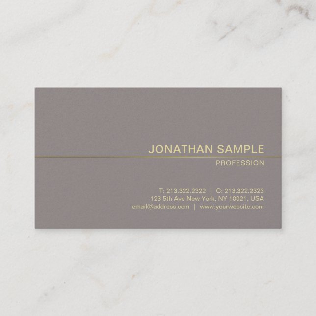 Carte De Visite Design professionnel Glamor Moderne Plain Luxe (Devant)