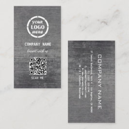 Carte De Visite Design professionnel gris blanc Code QR moderne