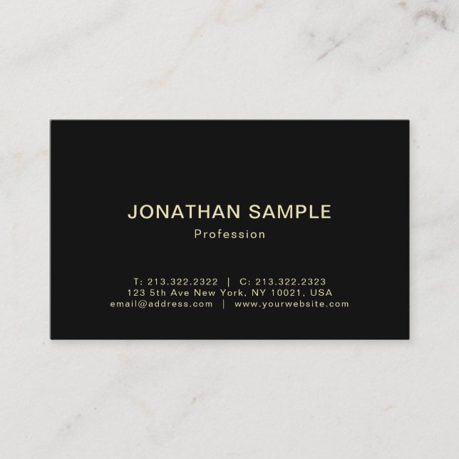 Carte De Visite Design professionnel moderne Elégant Black Gold (Devant)