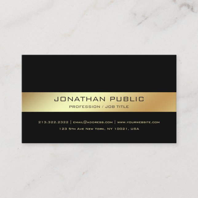Carte De Visite Design professionnel moderne élégant Black Gold De (Devant)