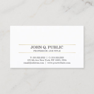 Carte De Visite Design professionnel moderne élégant en or blanc