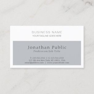 Carte De Visite Design professionnel moderne entreprise gris blanc
