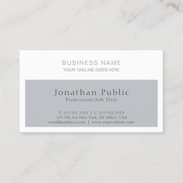Carte De Visite Design professionnel moderne entreprise gris blanc (Devant)