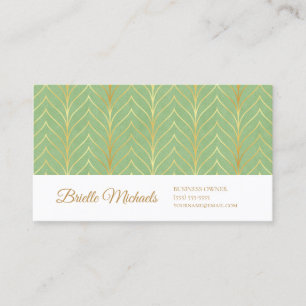 Carte De Visite Design professionnel printemps vert et or Art déco