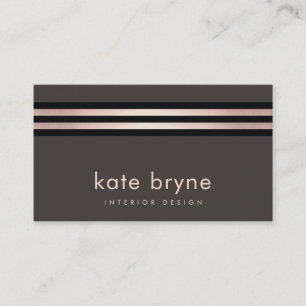 Carte De Visite Design Rose Gold Stried Moderne Designer d'intérie