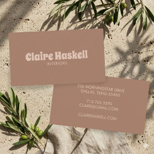 Carte De Visite Design Script Mocha Mousse Tan Beige Chic Minimal