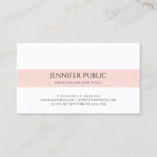Carte De Visite Design simple et élégant Rose blanc tendance Plain