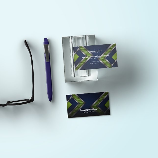 Carte De Visite Design sportif Abstrait moderne | Vert bleu (Créateur téléchargé)