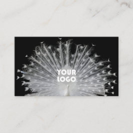 Carte De Visite Design unique élégant Peacock blanc noir et logo