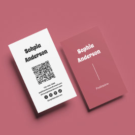 Carte De Visite Design vertical moderne | Code QR et liens sociaux