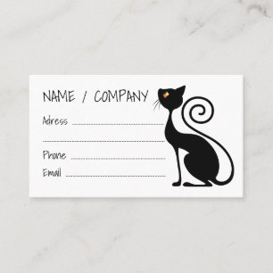Carte De Visite Design Vintage de chat noir