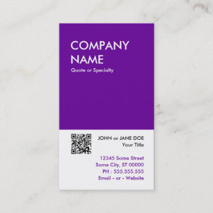 Carte De Visite design violet audacieux votre propre code QR