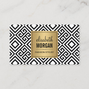 Carte De Visite Designer d'intérieur - Luxury Gold Black Geométriq